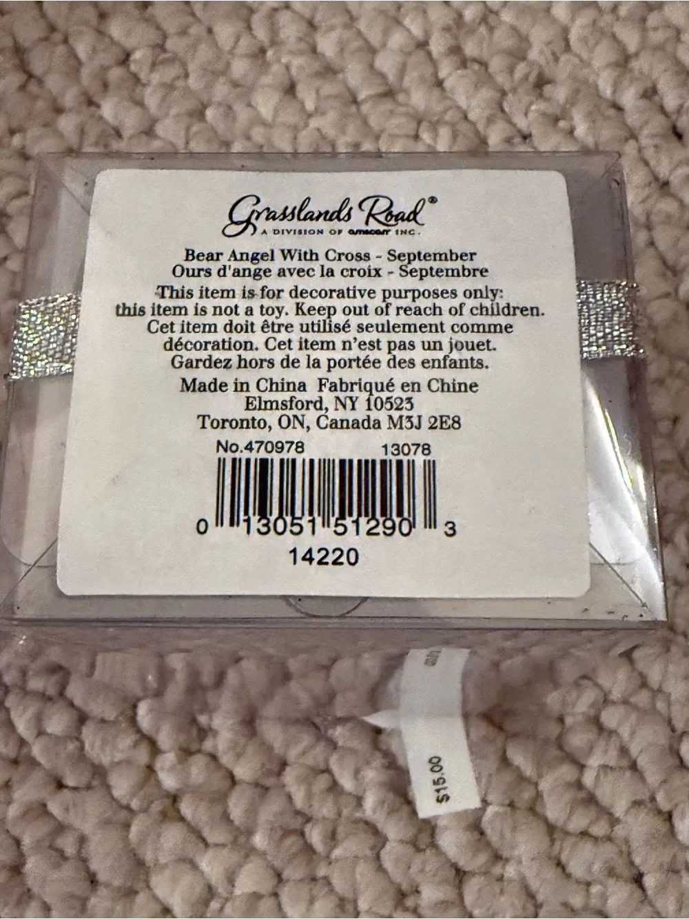 Grasslands Road White Ceramic Bear Angle Figurine Month of September COLLECTOR’s
